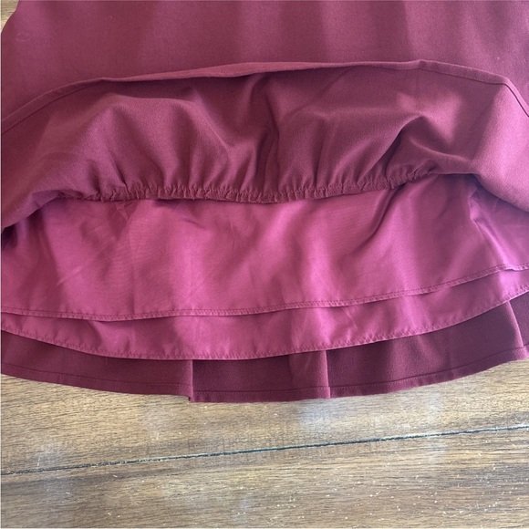 J Crew Mercantile Short Burgundy Mini Skirt Ruffle Hem Size 14 - Picture 6 of 10